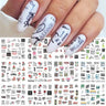 12 Designs Nail Stickers Set Mixed Floral Geometric Nail Art Water Transfer Decals Sliders Flower Leaves Manicures Decoration