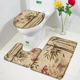 Chinese Style Red Plum Fish Bamboo Printing Bath Mat Bedroom Kitchen Non-Slip Carpet Toilet Cover Rug Flannel Shower Room Decor