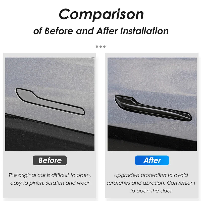 Futhope 4pcs Bonding Door Handle Protection Cover For Tesla Model 3 Model Y 2021-24 Car Firm Antifreeze Modification Accessories