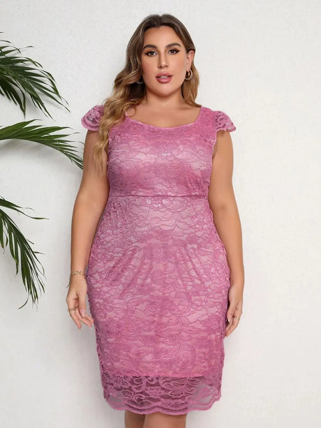 Plus Size New Arrival Sexy Sleeveless Lace Party Evening Dresses For Women