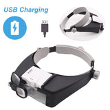 17X Headband Adjustable Magnifier Eye Glasses Magnifying Glasses with Led Lights Loupe Glasses for Reading Repair Soldering