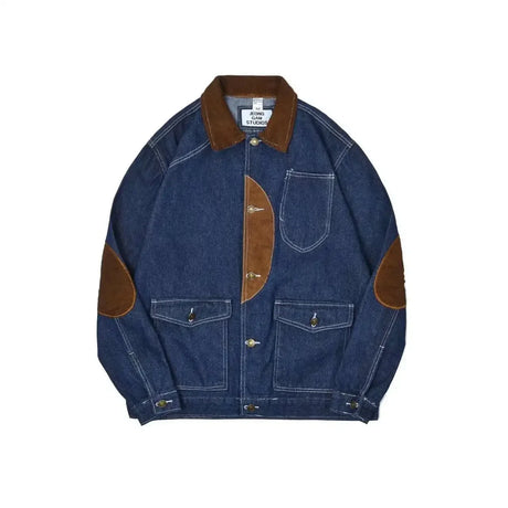 Spring Autumn New Men's Denim Jacket Loose Trend Long-sleeved Retro Trendy Handsome Casual Trendy Jeans Coat Leisure Solid Color