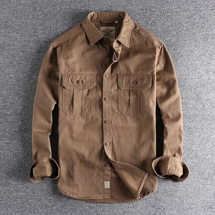 Fashion Wash n-style uniform long-sleeved shirt men's double pockets casual youth jacket thin coat