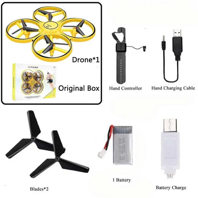 Hand Controlled Drone RC Mini Quadcopter Gesture Flying LED Lights Altitude Hold Watch Control Children Toys Birthday Gifts