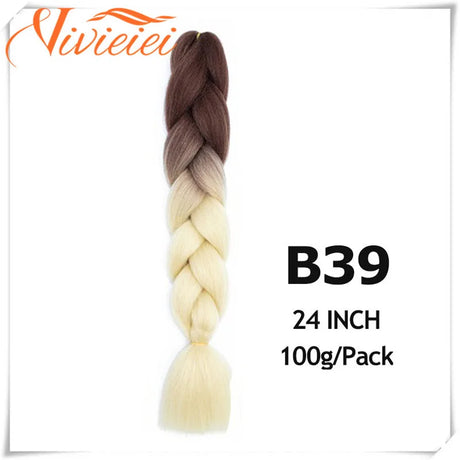 6 Pcs 24” Synthetic Braiding Hair Pink Jumbo Braids Hairstyles Purple Blue Blonde Ombre Hair Extensions For Women 100G/Pack