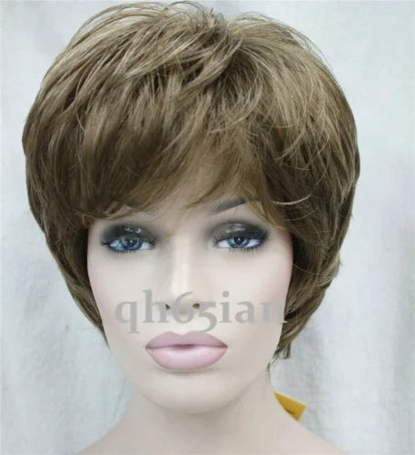 7Color Ladies Straight Women Short Brown Blonde Grey Natural Hair Wig