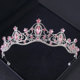 Pink Crystal Tiaras And Crowns Rhinestone Prom Diadem Crown For Women Bridal Wedding Hair Accessories Jewelry Crown Tiara Gift