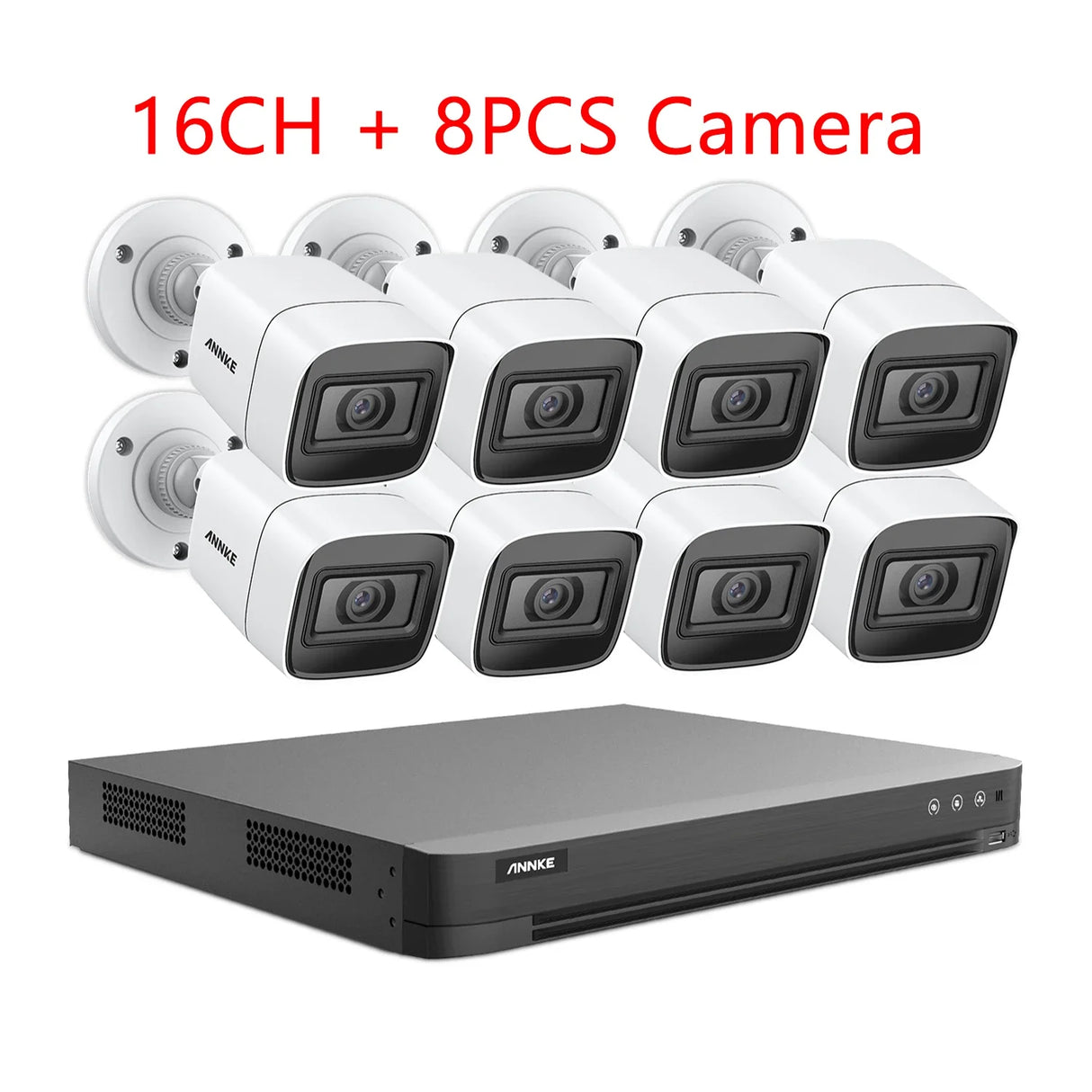 ANNKE 16CH 8MP POE NVR Kit Security Camera System Two Way Audio H.265+ CCTV Video Surveillance Set 16CH 4K NVR 8Pcs Camera Kits