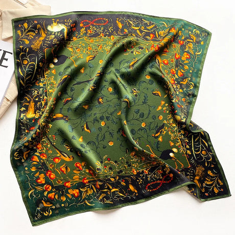 Silk Square Scarf Women 100% Real Luxury Brand Horse Print Neckerchief Female Hair Hand Bag Wrist Foualrd Scarves Bandana