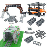 Uphill Tracks City Trains Track Rail Bricks Model straight curved soft Flexible Switch Railway  Building Blocks kids Toys