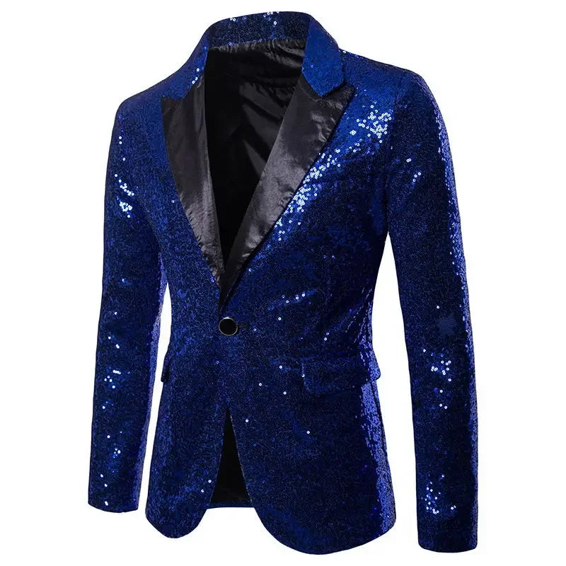 European and American Performance Dresses Gold Sequins Men's Suits Korean Nightclub Host Emcee Jacket European Size Blazer 2022