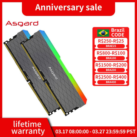 Asgard ddr4 ram 8GX2 16G 3200MHz RGB RAM Stunning Lighting Dual Channel DIMM Memoria Ram 1.35V  DDR4 RGB RAM for Desktop