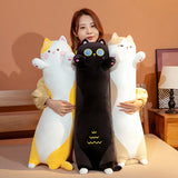 1PC 90~130cm Long Giant Cats Plush Toy Cylidrical Animal Bolster Pillow Cat Stuffed Plushie Children Sleeping Friend Gift