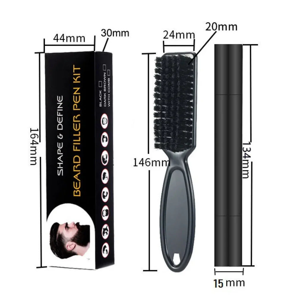 Hot Sale Beard Filling Pen Kit Beard Enhancer Brush Beard Coloring Shaping Tools Waterproof Black Brown Hair Pencil Man Cosmetic