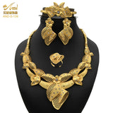 ANIID Nigerian Jewelery Set Wedding Jewelry For Women Dubai 24K Gold Color Jewlery African Designer Earrings Bridal Necklace