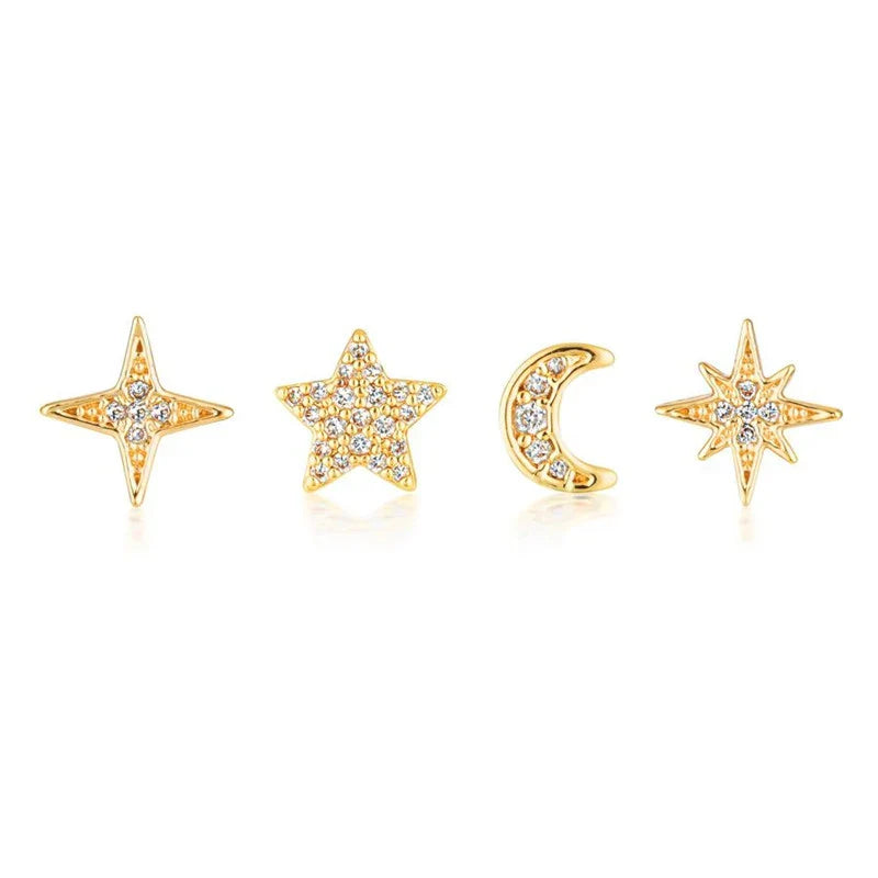 CANNER Multi-size Dangle Earring 18K Gold Color Piercing Aretes for Women Moon Star Flower Heart Piercings Earrings Jewerly