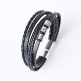 Trendy  Leather Bracelets Men Stainless Steel Multilayer Braided Rope Bracelets For Male Bracelets Jewelry Pulsera Hombre