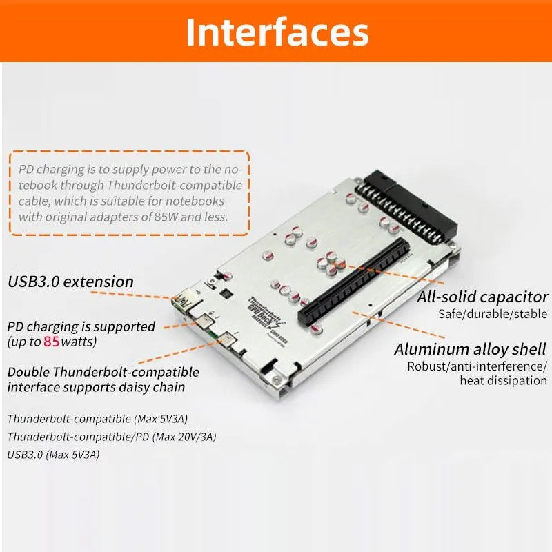 TH3P4G3 85W PD Charging Thunderbolt-compatible GPU Dock for Laptop Notebook to External Graphic Card 40Gbps for Macbook Windows