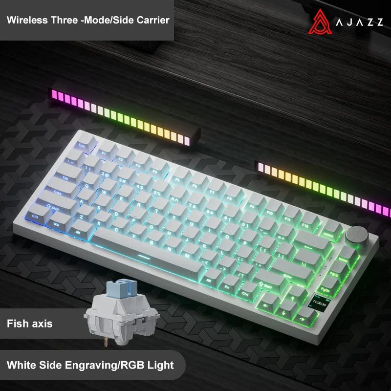 Ajazz Ak820 RGB Tri-Mode Gaming Mechanical Keyboard 82 Key Bluetooth 2.4GHz Wireless Gamer Keyboard Custom Gasket for Pc Laptop