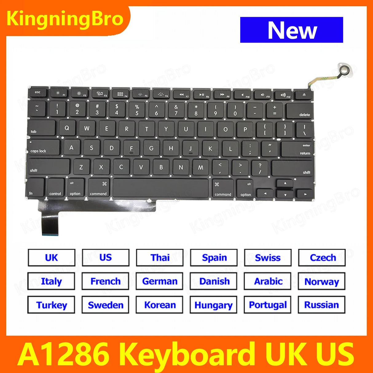 New A1286 Keyboard For MacBook Pro 15" A1286 Replacement Keyboard US UK ES FR RU DE HU KR PT DK NO 2009 2010 2011 2012