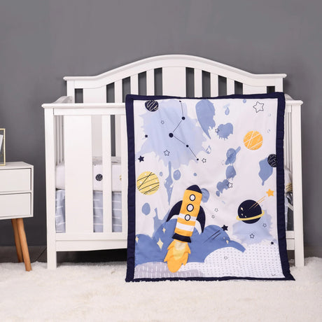 4 pcs Baby Crib Bedding Set for Girls and boys hot sale including quilt, crib sheet, crib skirt,pillow case