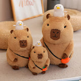 Capybara Plush Toy Simulation Capibara with Fruits Fluffy Doll Stuffed Animals Bubble Pendant Funny Gift for Christmas