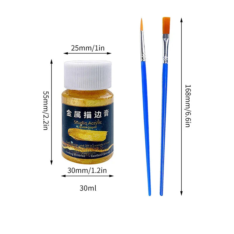 30ml Acrylic Border Gold Paste DIY Crystal Epoxy Resin Jewelry Accessories Hand Painted Liquid Gold Powder Graffiti Art Pigment