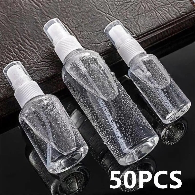 50PCS 10ml 20ml 30ml 50ml Clear Refillable Bottle Plastic Perfume Bottle Atomizer Empty Spray Bottle Portable Travel Accessories