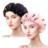 2PCS/LOT Satin Printed Bonnets Women Fashion Countryside Nightcap Flower Edge Home Cap Elastic Beauty And Hair Care Make Up Hat