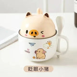 Cartoon Animal Ceramic Coffee Cup Creative Ke Jiquan Shiba Inu Cat Couple Ceramic Cup Home Decoration Glass Breakfast Milk Cup