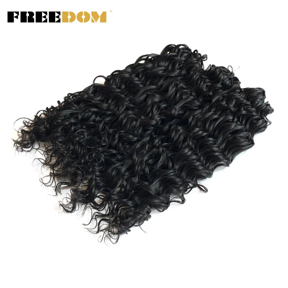 FREEDOM Synthetic Deep Wavy Twist Crochet Hair Afro Curly Hair Crochet Braids Hair Extensions For Women High Temperature Fiber