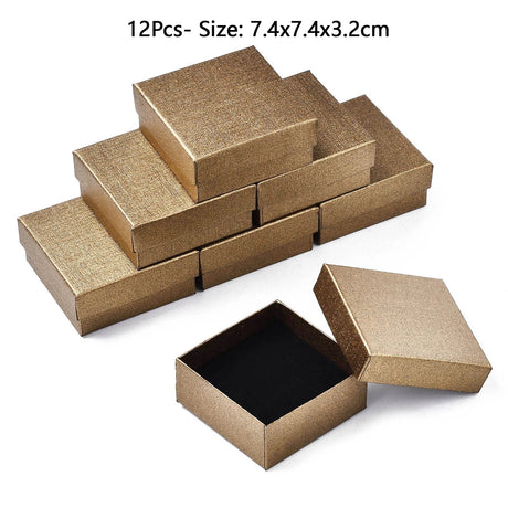 pandahall Cardboard Jewelry box Set Gift Boxes for Earrings Ring Necklace Packing jewelry organizer Display Boxes 9x7x3cm 12pcs