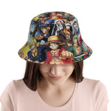 ONE PIECE Monkey D. Luffy CHARACTERS  Bucket Hat For Women Men Teenager Foldable Bob Fishing Hats Panama Cap Autumn