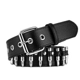 Women Men Waist Belt Punk Bullets Rivet Studded Imitation Leather Belt Hip Hop Rivet Belt for Jeans Black