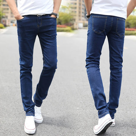 Men's Slim Little Feet Elastic Baggy Jeans Korean Fashion Streetwear Cargo Denim Pants Men Clothing