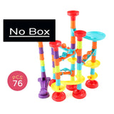 76/142pc Marble Run Race Track Building Blocks Kids 3D Maze Ball Roll Toy DIY Marble Run Race Coaster Set For Kid Christmas Gift