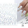 3D Silver Frame Nail Sticker Silver Bronzing Stripe Lines Sliders For Nails Tribal Pattern Decals Marble Blooming Nail Tattoos