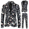 Mens Fashion Casual Suit Printed Christmas Jacket Pants Vest Three Set Of Men Suits Sets