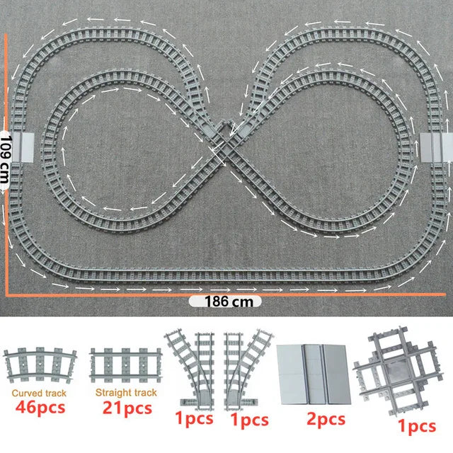 City Train Tracks Forked Flexible Railway Bridge Rail Viaduct Buliding Block Toy Straight Cruved Soft Track Bricks Leduo Gift