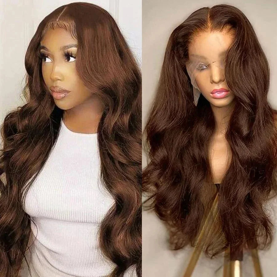 13x4 13x6 Brown Body Wave Lace Front Human Hair Wigs Brazilian HD Transparent Colored Lace Frontal Wigs Human Hair Preplucked