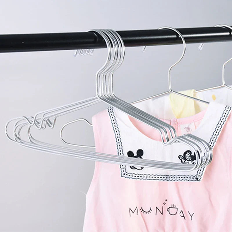 10pcs/set Clothes Hangers Stainless Steel Clothing Drying Rack Anti-slip Dress Towel Coat Hangers Metal Wire Wardrobe Organizer