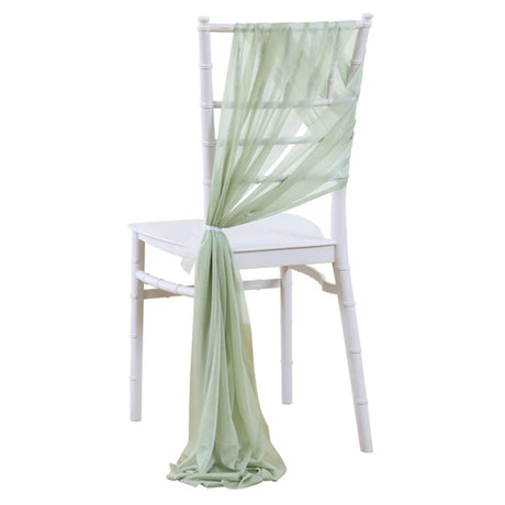 10PCS 30x270cm Wedding Chair Sashes Setting  Sage Green Chiffon Gauze Sheer Vintage Birthday Party Festival Birthday Aisle Decor