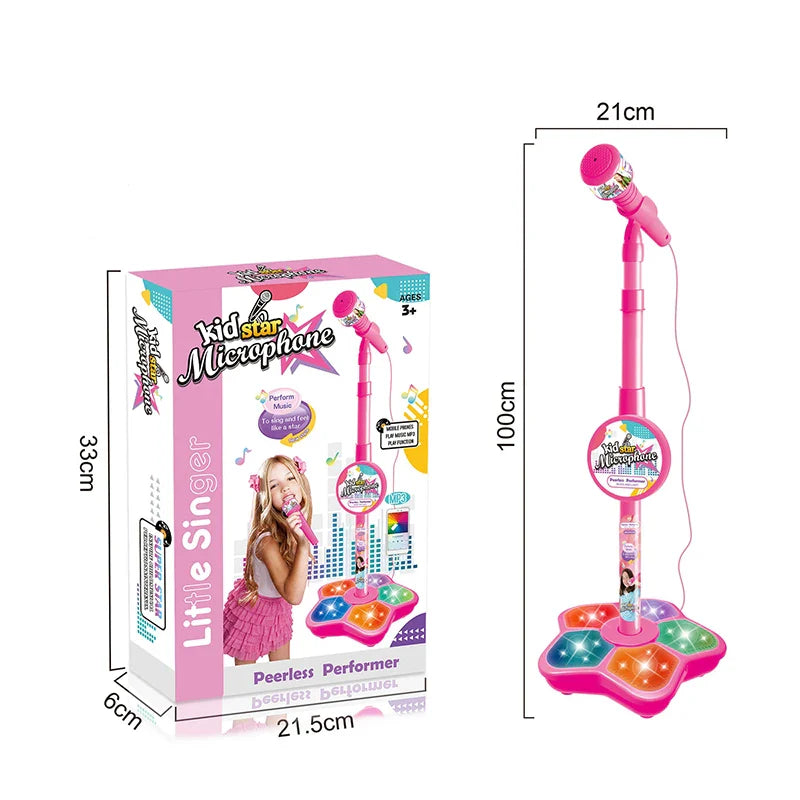 Kids Microphone with Stand Karaoke Song Machine Music Instrument Toys Brain-Training Educational Toys Birthday Gift for Girl Boy