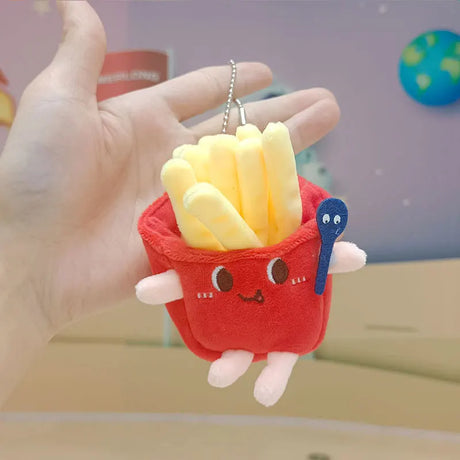 12cm Kawaii Food Bread Hamburger Hot Dog French Fries Plush Doll Soft Stuffed Plush Pendant Keychains for Children Gifts Toys