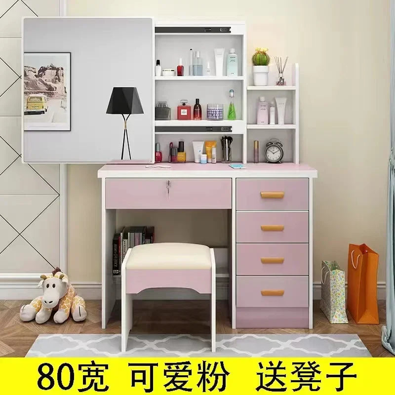 Dressing Table Length Drawers Amp Stool  Bedroom Small Apartment Simple Modern Sliding Mirror Simple Storage Cabinet Furniture