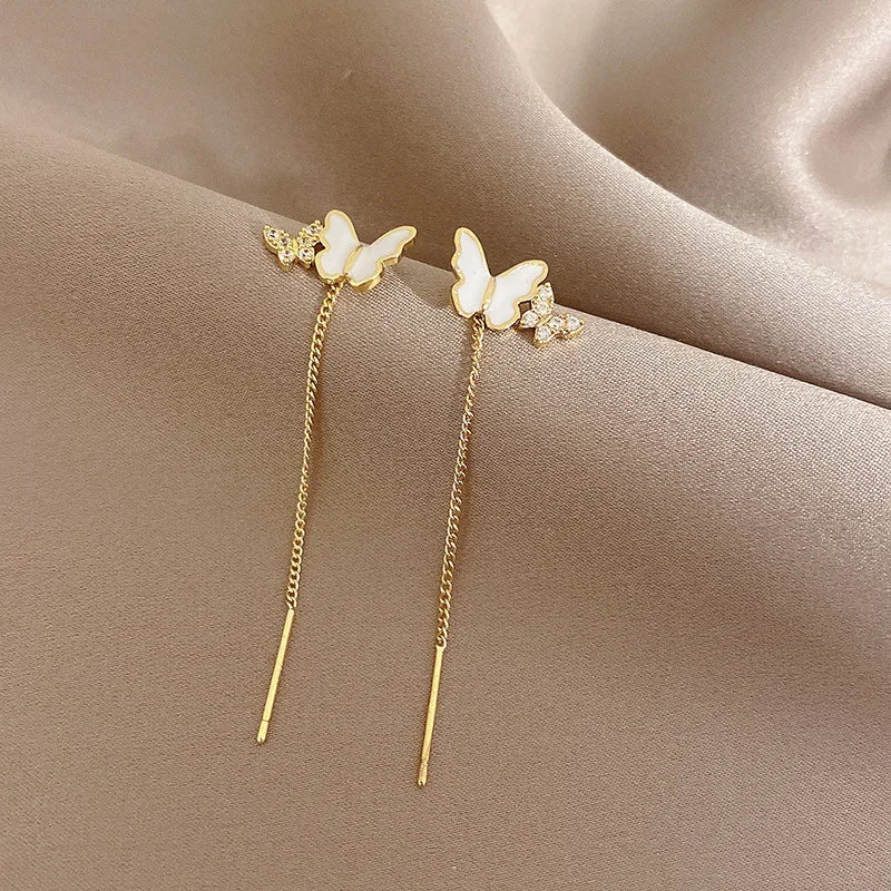 2023 Simple Cross Long Chain Tassel Drop Earrings For Women Dangle Earring Gold Silver Color Piercing Line Trendy Ear Jewelry