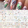 12 Designs Nail Stickers Set Mixed Floral Geometric Nail Art Water Transfer Decals Sliders Flower Leaves Manicures Decoration