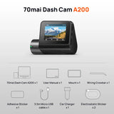 Global 70mai Dash Cam A200 Dual-channel Record 1080P HDR 2'' IPS Screen 24H Parking Monitor 70mai Car DVR A200 WIFI APP 130° FOV