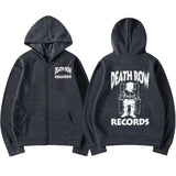 Death Row Records Zipper Hoodies Rapper Tupac 2pac Graphic Hoodie Unisex Sweatshirt Oversized Hip Hop Men's Zip Up Jacket Coats