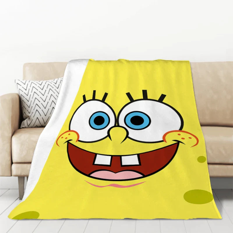 S-SpongeBobs Cartoon Sofa Blankets & Throws Fluffy Soft Blankets for Bed Child Blanket Furry Throw Double Decorative Anime Kid's